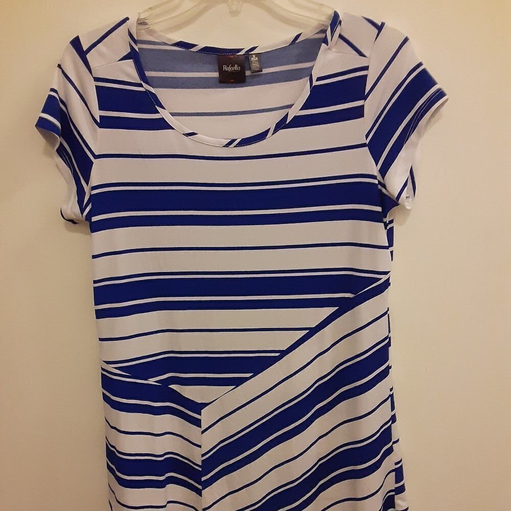 Rafaella (SP) Navy Blue & White Stripe Tunic w/Scoop Neck